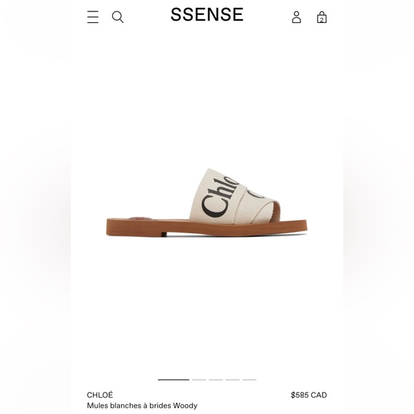 Chloé - Woody Linen Logo Slide Sandals - Picture 1 of 7